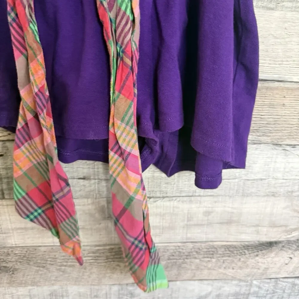 Ralph Lauren Girls Purple Sleeveless Romper Plaid Belt Size Med (8-10)